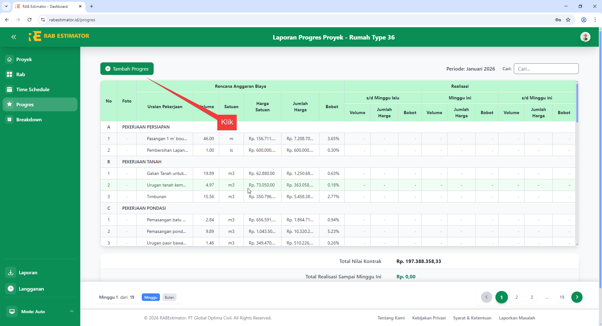 Tombol Tambah Progres